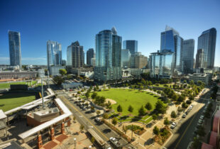 City skyline of downtown Charlotte North Carolina USA